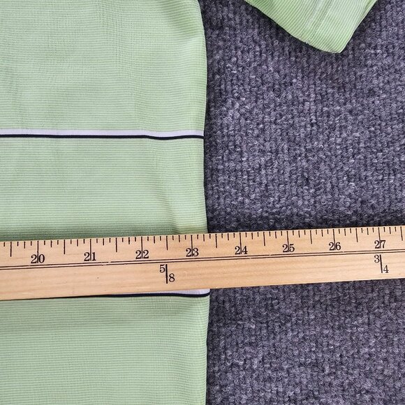 Footjoy Polo Shirt Mens Large Green Striped Short Sleeve Golf Performance Casual - Picture 5 of 10